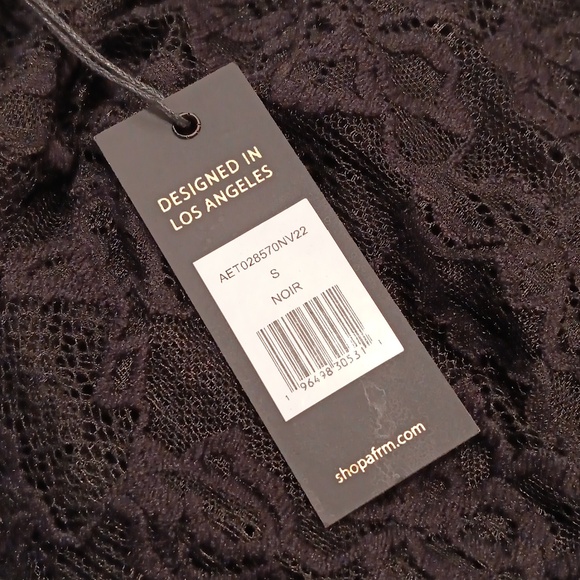 NWT, AFRM Zadie Texture Lace Crop Top in Noir - Picture 7 of 9